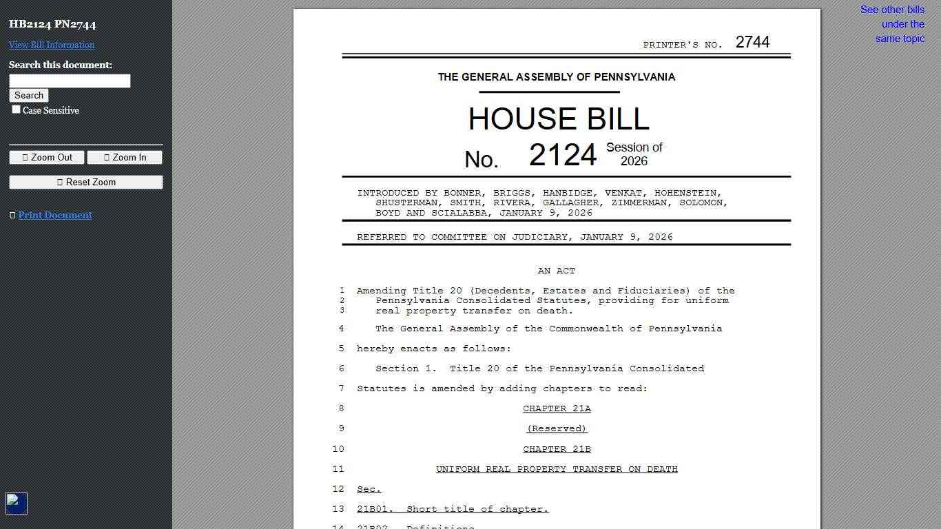 2025-2026 Regular Session HB 2124 PN 2744 Bill Text (HTM)